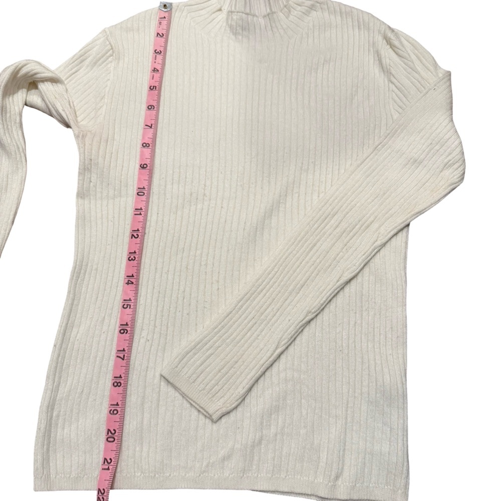 Calliope Cream Mock Turtleneck Ribbed Sweater - Picture 4 of 8